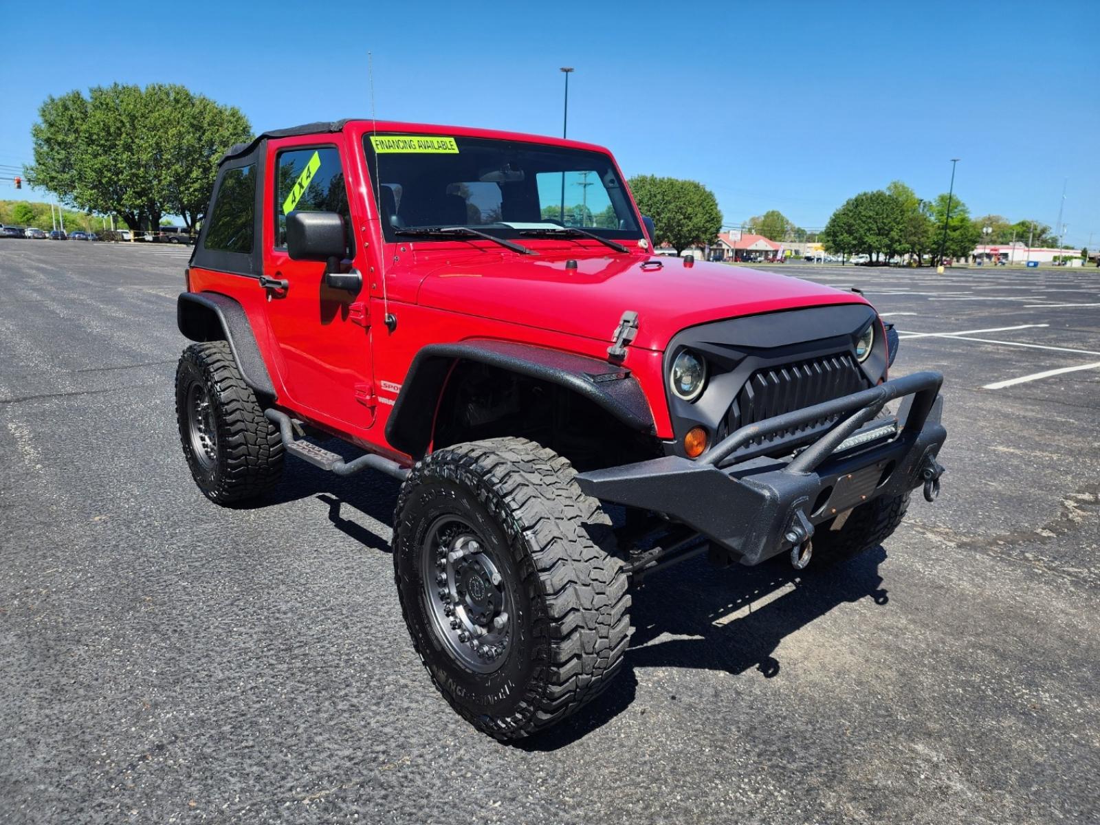 2012 RED /Black Jeep Wrangler Sport 4WD (1C4AJWAG6CL) with an 3.6L V6 DOHC 24V FFV engine, Automatic transmission, located at 1221 Madison St., Shelbyville, TN, 37160, (931) 680-9439, 0.000000, 0.000000 - Photo #1